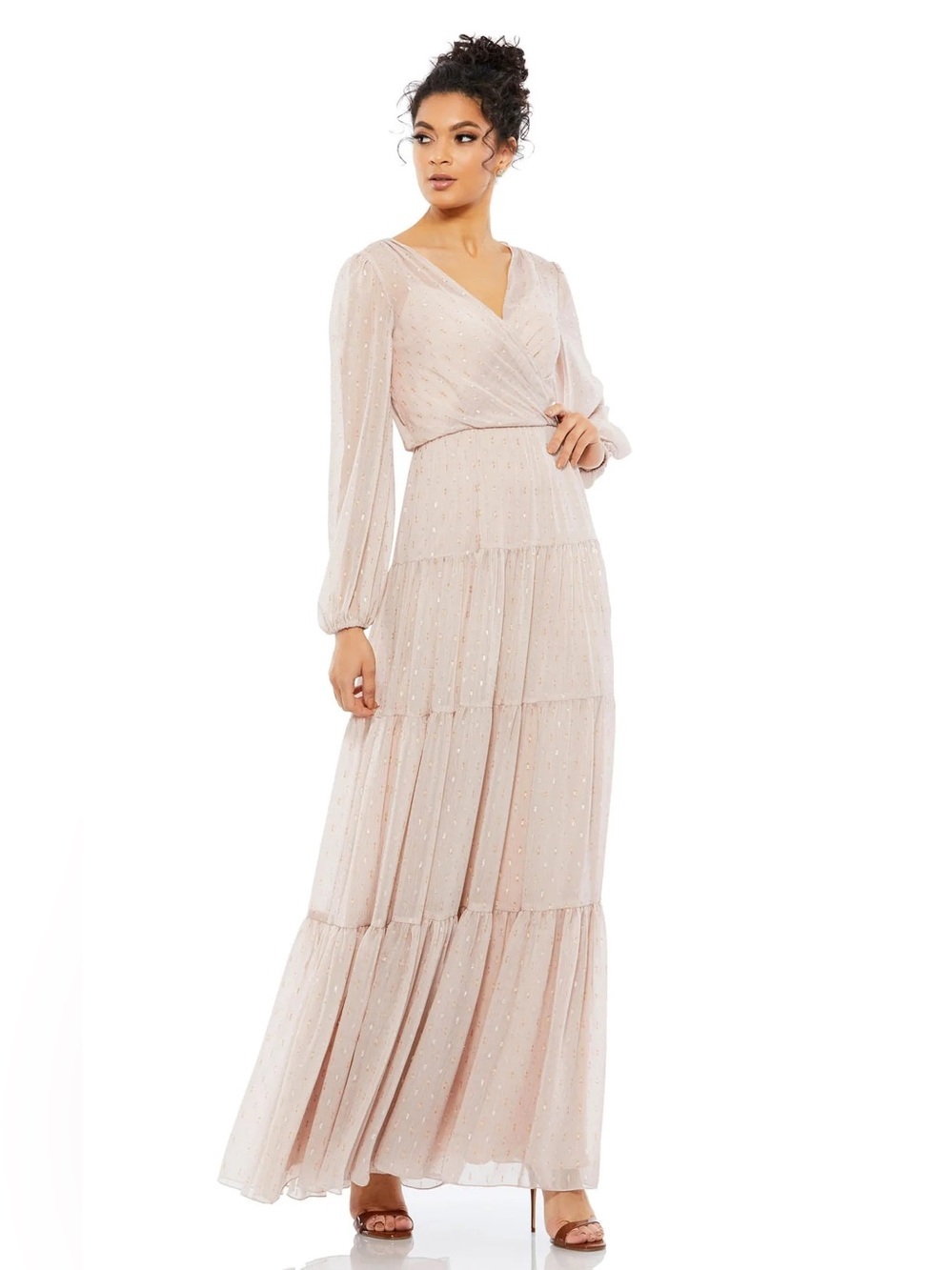 Mac Duggal Glitter Embellished Tiered Maxi Dress